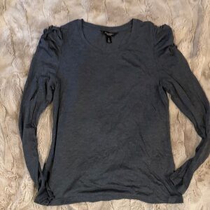 Banana Republic Dark Heather Gray Ruched Sleeve Blouse